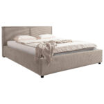 GESTOFFEERD BED 140 cm x 200 cm, hout, textiel, houtmateriaal lichtbruin thumbnail 7
