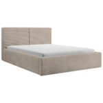 GESTOFFEERD BED 180 cm x 200 cm, hout, textiel, houtmateriaal lichtbruin thumbnail 5