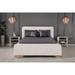 GESTOFFEERD BED 180 cm x 200 cm, hout, kunststof, textiel, houtmateriaal parel thumbnail 1