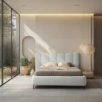 GESTOFFEERD BED 160 cm x 200 cm, hout, textiel, houtmateriaal lichtgrijs thumbnail 1