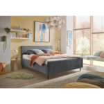 GESTOFFEERD BED 180 cm x 200 cm, textiel, houtmateriaal donkergrijs thumbnail 2