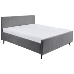 GESTOFFEERD BED 180 cm x 200 cm, textiel, houtmateriaal donkergrijs