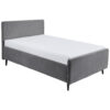 GESTOFFEERD BED 140 cm x 200 cm, textiel, houtmateriaal donkergrijs
