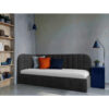 GESTOFFEERD BED 90 cm x 200 cm, hout, textiel, houtmateriaal donkergrijs
