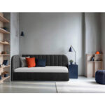GESTOFFEERD BED 90 cm x 200 cm, hout, textiel, houtmateriaal donkergrijs thumbnail 4