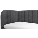 GESTOFFEERD BED 90 cm x 200 cm, hout, textiel, houtmateriaal donkergrijs thumbnail 6