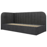 GESTOFFEERD BED 90 cm x 200 cm, hout, textiel, houtmateriaal donkergrijs thumbnail 7