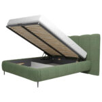 GESTOFFEERD BED 160 cm x 200 cm, hout, textiel, houtmateriaal groen thumbnail 4