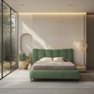 GESTOFFEERDE BEDDEN x , hout, textiel, houtmateriaal groen