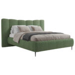 GESTOFFEERD BED 160 cm x 200 cm, hout, textiel, houtmateriaal groen thumbnail 2