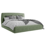 GESTOFFEERD BED 160 cm x 200 cm, hout, textiel, houtmateriaal groen thumbnail 2
