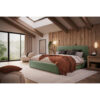 GESTOFFEERD BED 160 cm x 200 cm, hout, textiel, houtmateriaal groen