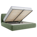 GESTOFFEERD BED 160 cm x 200 cm, hout, textiel, houtmateriaal groen thumbnail 5