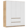 KAST MET KLASSIEKE DEUREN, wit, eikenkleur