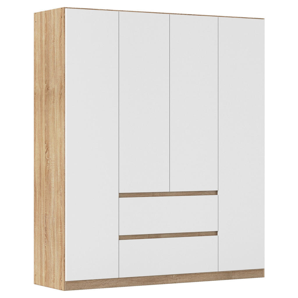 KAST MET KLASSIEKE DEUREN, wit, eikenkleur