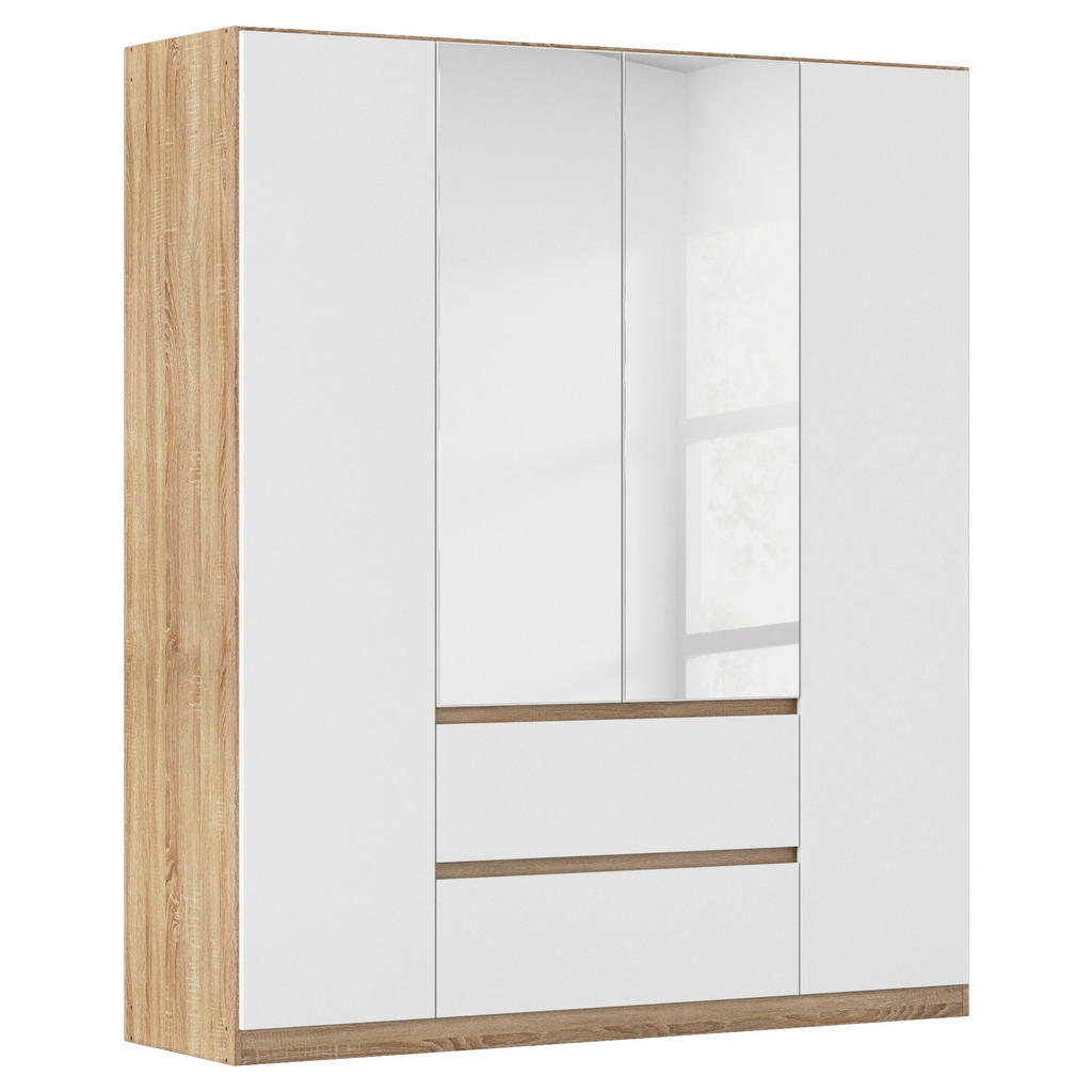KAST MET KLASSIEKE DEUREN, wit, eikenkleur