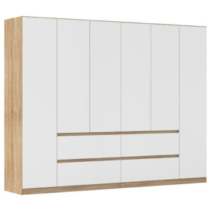 KAST MET KLASSIEKE DEUREN, wit, eikenkleur