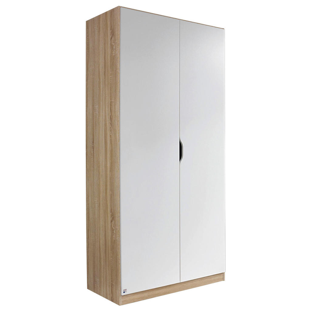 KAST MET KLASSIEKE DEUREN, wit, sonoma eiken