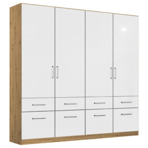 KAST MET KLASSIEKE DEUREN, ambachtelijk eiken, wit, hoogglans