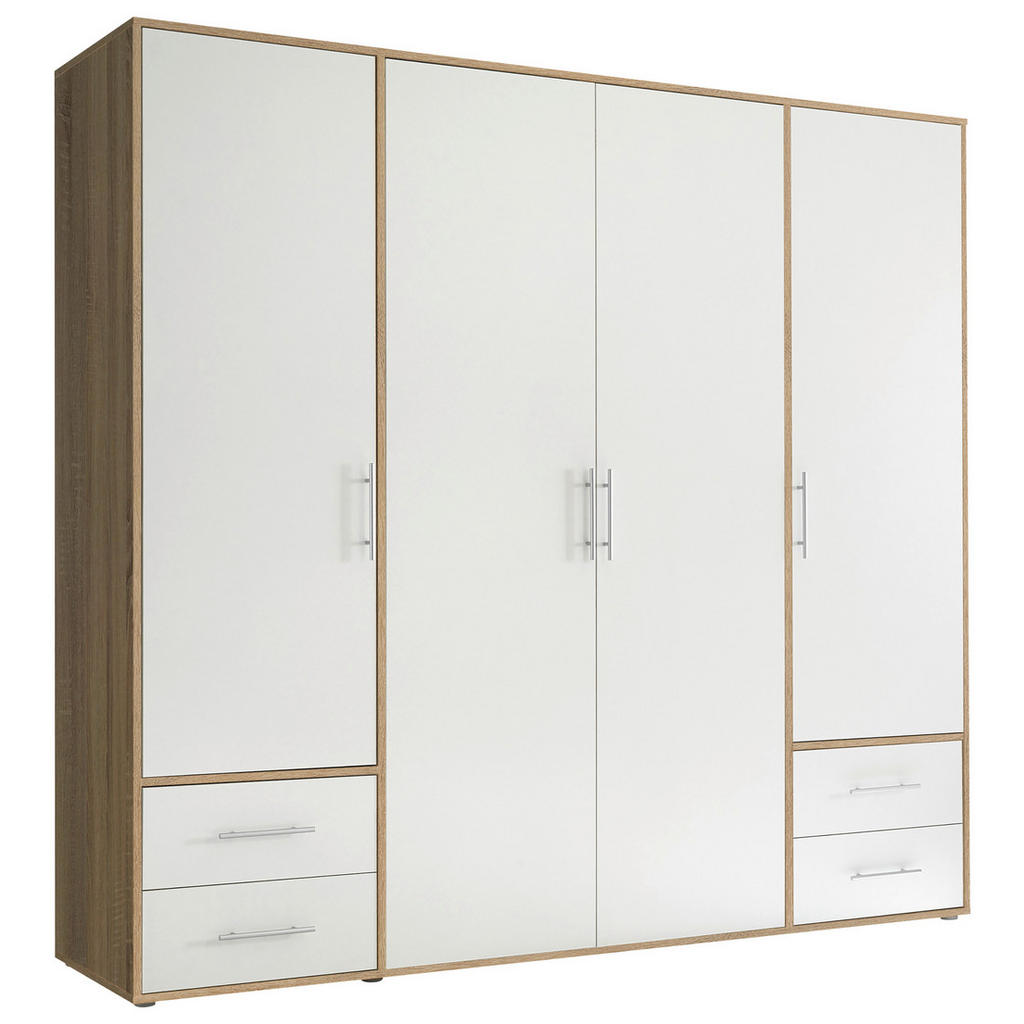 KAST MET KLASSIEKE DEUREN, wit, sonoma eiken
