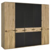 KAST MET KLASSIEKE DEUREN, gefineerd, deels massief antraciet eiken, bianco eiken