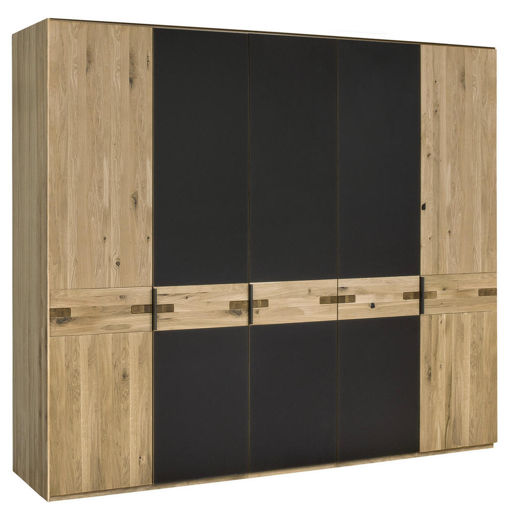 KAST MET KLASSIEKE DEUREN, gefineerd, deels massief antraciet eiken, bianco eiken