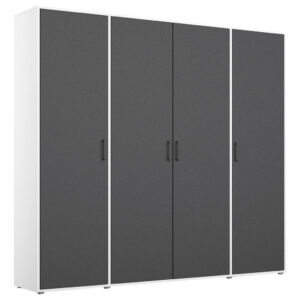 KAST MET KLASSIEKE DEUREN, grijs, wit