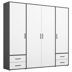 KAST MET KLASSIEKE DEUREN, grijs, wit