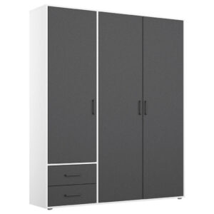 KAST MET KLASSIEKE DEUREN, grijs, wit