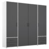 KAST MET KLASSIEKE DEUREN, grijs, wit