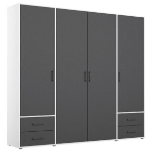 KAST MET KLASSIEKE DEUREN, grijs, wit