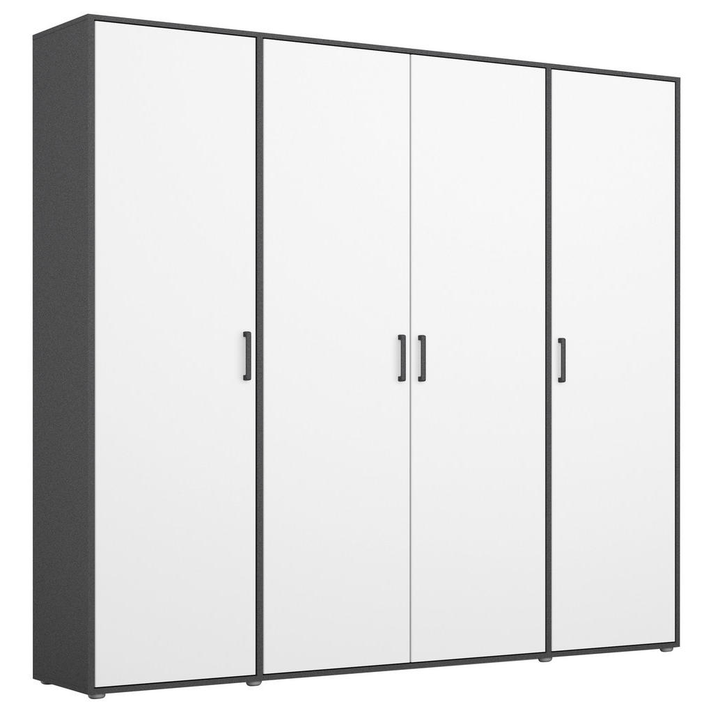 KAST MET KLASSIEKE DEUREN, grijs, wit