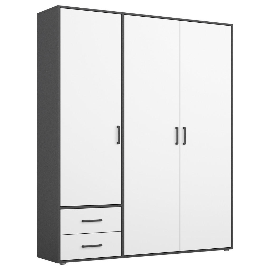 KAST MET KLASSIEKE DEUREN, grijs, wit