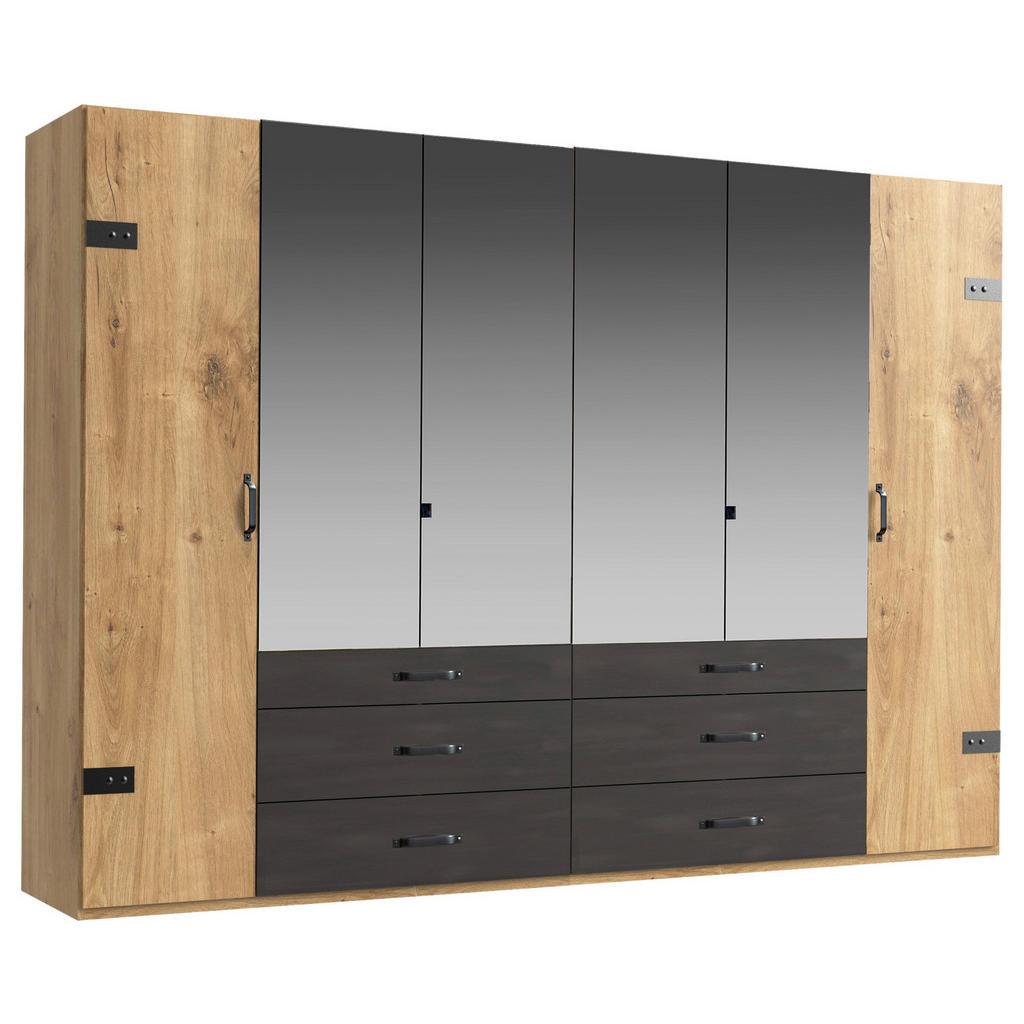 KAST MET KLASSIEKE DEUREN, zilverkleuren, eikenkleuren, grafietkleuren