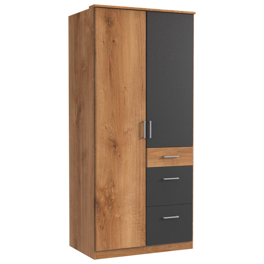 KAST MET KLASSIEKE DEUREN, grafietkleuren, eikenkleuren