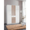 KAST MET KLASSIEKE DEUREN, wit, eikenkleur
