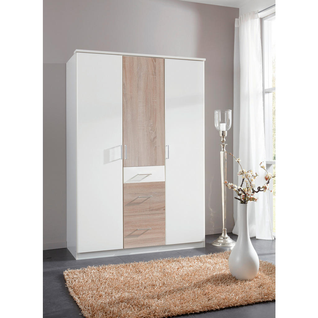 KAST MET KLASSIEKE DEUREN, wit, eikenkleur