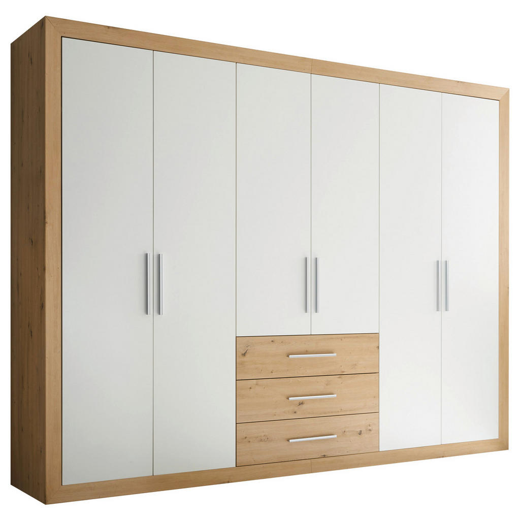 KAST MET KLASSIEKE DEUREN, wit, eikenkleur