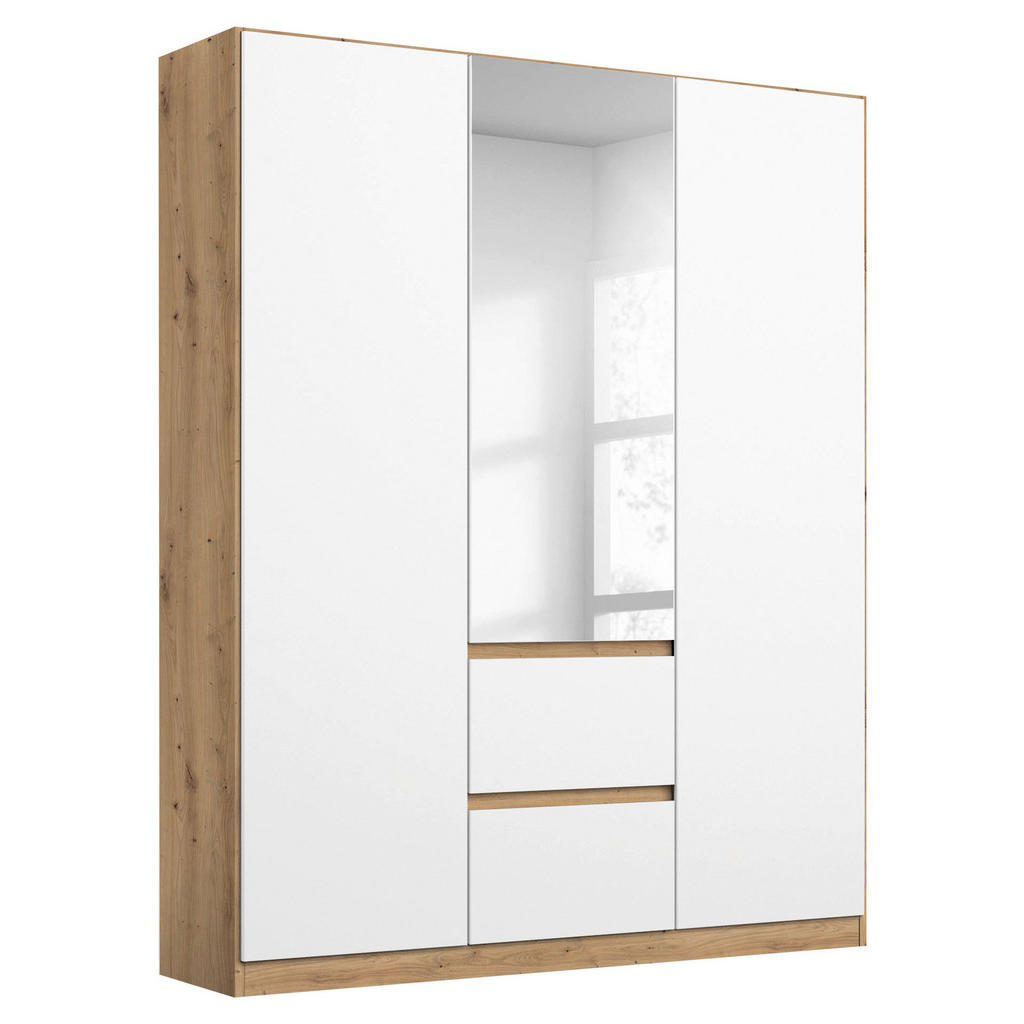 KAST MET KLASSIEKE DEUREN, zilverkleur, wit, ambachtelijk eiken
