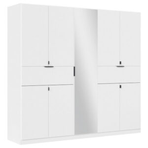 KAST MET KLASSIEKE DEUREN, zilverkleur, wit