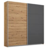 KAST MET SCHUIFDEUREN, grafietkleur, ambachtelijk eikenhout