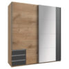 KAST MET SCHUIFDEUREN, grafietkleur, eiken plank