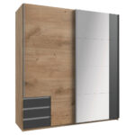 KAST MET SCHUIFDEUREN, grafietkleur, eiken plank thumbnail 1