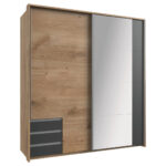 KAST MET SCHUIFDEUREN, grafietkleur, eiken plank thumbnail 4