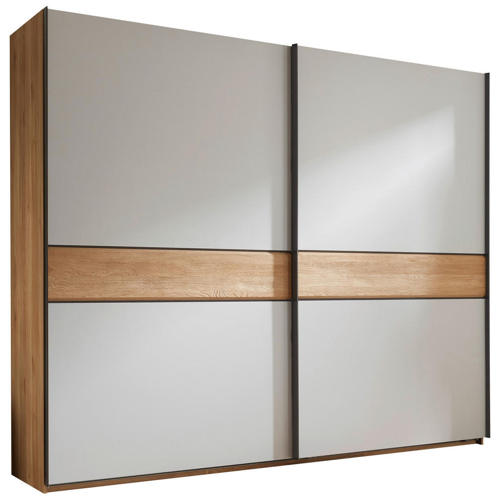 KAST MET SCHUIFDEUREN, eiken, lichtgrijs