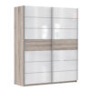 KAST MET SCHUIFDEUREN, kleur eiken, wit, hoogglans