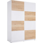 KAST MET SCHUIFDEUREN, wit, eikenkleur thumbnail 1