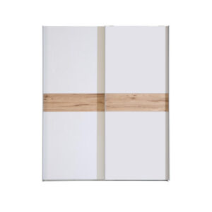 KAST MET SCHUIFDEUREN, wit, eikenkleur