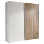 KAST MET SCHUIFDEUREN, wit, eikenkleur thumbnail 1