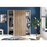 KAST MET SCHUIFDEUREN, wit, eikenkleur thumbnail 6
